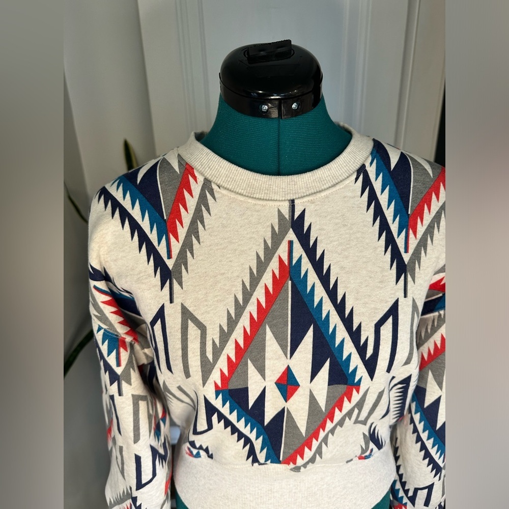 Ariat Geometric Pattern Sweatshirt - Red, Blue, Cream - Picture 2 of 15